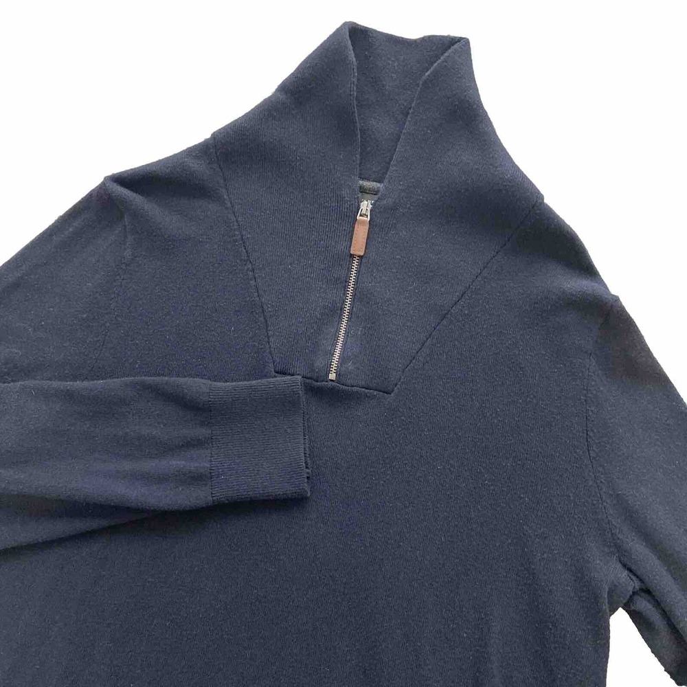 Banana Republic 1/4 Zip Shawl Sweater M Blue Preppy Ivy League Dark Academia LUX